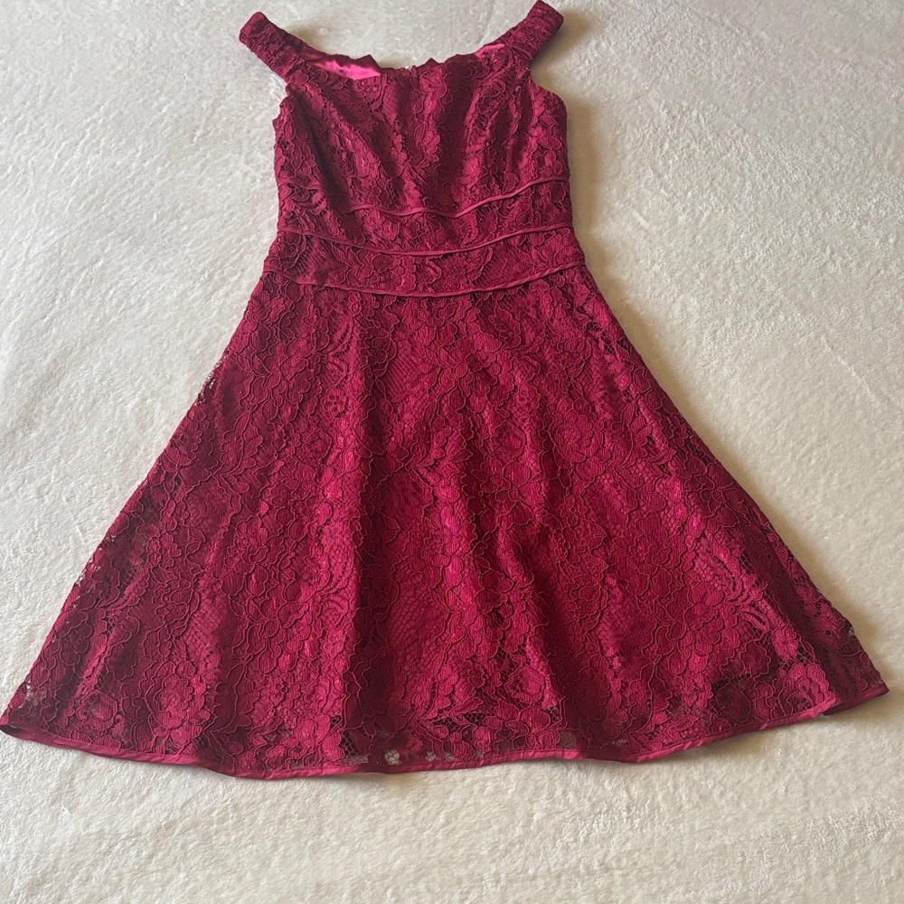White House Black Market Burgundy Lace Dress